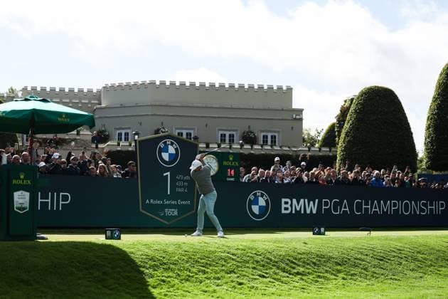 13th September 2025; Wentworth Club, London, England; The BMW PGA, Golf Herren Championship Round 3; Rory McIlroy of Northern Ireland tees off from the 1st tee  HenningxvonxJagow