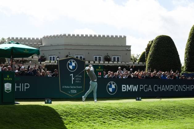 13th September 2025; Wentworth Club, London, England; The BMW PGA, Golf Herren Championship Round 3; Rory McIlroy of Northern Ireland tees off from the 1st tee  HenningxvonxJagow
