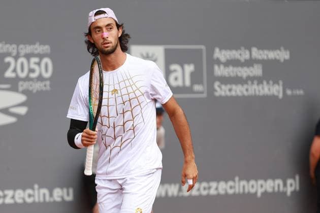 SZCZECIN, 13.09.2025 CWIERCFINAL TURNIEJU TENISA ZIEMNEGO ATP, Tennis Herren CHALLENGER - QUARTER FINAL ATP CHALLENGER INVEST IN SZCZECIN OPEN 2025 NZ THIAGO AGUSTIN TIRANTE GESTYKULUJE PO WYGRANIU GEMA THIAGO AGUSTIN TIRANTE GESTURES AFTER WINNING THE GAME FOT. KRZYSZTOF CICHOMSKI NEWSPIX.PL --- newspix.pl 