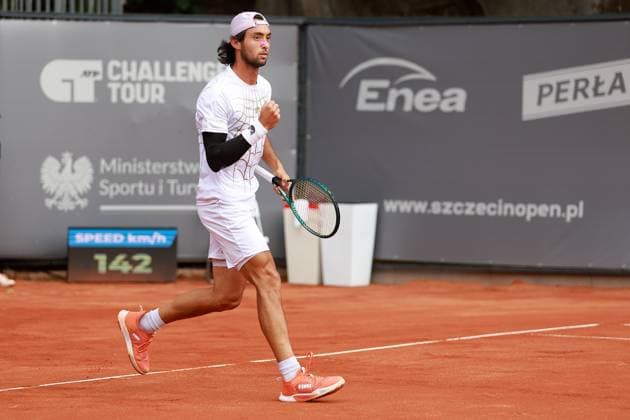 SZCZECIN, 13.09.2025 CWIERCFINAL TURNIEJU TENISA ZIEMNEGO ATP, Tennis Herren CHALLENGER - QUARTER FINAL ATP CHALLENGER INVEST IN SZCZECIN OPEN 2025 NZ THIAGO AGUSTIN TIRANTE GESTYKULUJE PO WYGRANIU GEMA THIAGO AGUSTIN TIRANTE GESTURES AFTER WINNING THE GAME FOT. KRZYSZTOF CICHOMSKI NEWSPIX.PL --- newspix.pl 