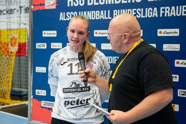 HSG Blomberg Lippe GER vs Thueringer HC GER , Handball, 1 Handball Bundesliga Women, Matchday 3, 13 09 2025, Season 2025 2026, Blomberg Laura Kuske Thueringer HC, 11 at Interview Blomberg Sporthalle an der Ulmenallee Germany
