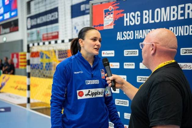 HSG Blomberg Lippe GER vs Thueringer HC GER , Handball, 1 Handball Bundesliga Women, 3 Matchday, 13 09 2025, Season 2025 2026, Blomberg Nicole Roth HSG Blomberg Lippe, 61 at Interview Blomberg Sporthalle an der Ulmenallee Germany
