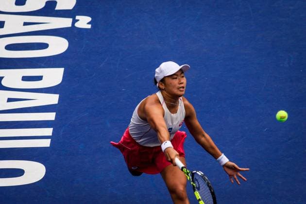 WTA, Tennis Damen 250 SP OPEN SaO PAULO, SP - 13.09.2025: WTA 250 SP OPEN - The first edition of the SP Open, a WTA 250 series tournament played on hard courts, will take place at Villa-Lobos Park, in the west zone of Sao Paulo. The event marks Sao Paulo& 39;s return to the official WTA calendar after 25 years and is the largest women& 39;s tournament in Brazil since 2016. In addition to the sporting competitions with 32 players in the singles and 16 doubles. In the photo, tennis player Janice Tjen (INA) during a SP Open match against tennis player Francesca Jones (GBR) this Saturday (13). (Photo: Aloisio Mauricio Fotoarena) x2805928x  AloisioxMauricio