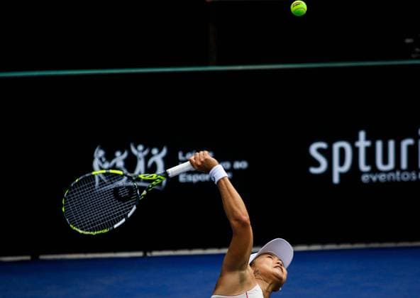 WTA, Tennis Damen 250 SP OPEN SaO PAULO, SP - 13.09.2025: WTA 250 SP OPEN - The first edition of the SP Open, a WTA 250 series tournament played on hard courts, will take place at Villa-Lobos Park, in the west zone of Sao Paulo. The event marks Sao Paulo& 39;s return to the official WTA calendar after 25 years and is the largest women& 39;s tournament in Brazil since 2016. In addition to the sporting competitions with 32 players in the singles and 16 doubles. In the photo, tennis player Janice Tjen (INA) during a SP Open match against tennis player Francesca Jones (GBR) this Saturday (13). (Photo: Aloisio Mauricio Fotoarena) x2805941x  AloisioxMauricio