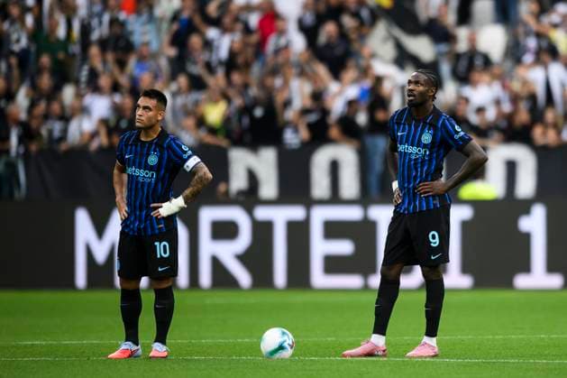 Juventus FC v FC Internazionale - Serie A Marcus Thuram of FC Internazionale and Lautaro Martinez of FC Internazionale look dejected during the Serie A football match between Juventus FC and FC Internazionale. Turin Italy Copyright: xNicolòxCampox