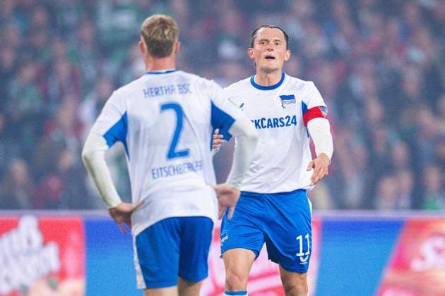13 09 2025 Soccer, 2025 2026, 2 Bundesliga, 5 Matchday, Hannover 96 Hertha BSC Berlin L R Julian Eitschberger Berlin , Fabian Reese Berlin DFL REGULATIONS PROHIBIT ANY USE OF PHOTOGRAPHS AS IMAGE SEQUENCES AND OR QUASI VIDEO