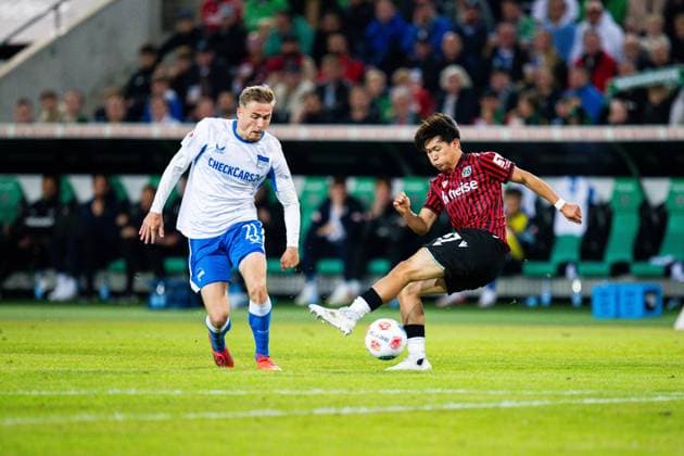 13 09 2025 Soccer, 2025 2026, 2 Bundesliga, 5 Matchday, Hannover 96 Hertha BSC Berlin L R Marten Winkler Berlin , Hayate Matsuda Hannover DFL REGULATIONS PROHIBIT ANY USE OF PHOTOGRAPHS AS IMAGE SEQUENCES AND OR QUASI VIDEO