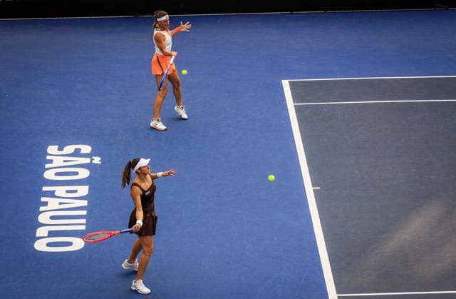 WTA, Tennis Damen 250 SP OPEN SaO PAULO, SP - 13.09.2025: WTA 250 SP OPEN - The first edition of the SP Open, a WTA 250 series tournament played on hard courts, will take place at Villa-Lobos Park, in the west zone of Sao Paulo. The event marks Sao Paulo& 39;s return to the official WTA calendar after 25 years and is the largest women& 39;s tournament in Brazil since 2016. In addition to the sporting competitions with 32 players in the singles and 16 doubles draws, the photo shows the SP Open champions, Luisa Stefani (BRA) and Timea Babos (HUN), this Saturday (13). (Photo: Aloisio Mauricio Fotoarena) x2806328x  AloisioxMauricio