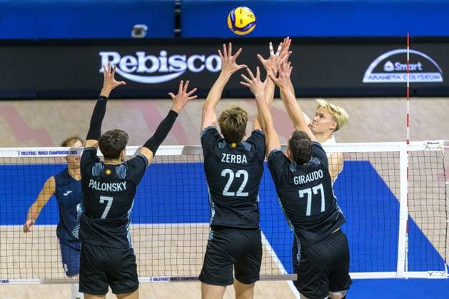 September 14, 2025, Quezon City, Manila, Philippines: Finland vs Argentina in the Pool Phase during the FIVB Mens Volleyball World Championship, WM, Weltmeisterschaft 2025 in Manila, Philippines. Argentina win in a 5 set match. Finlands Luka MARTTILA fights to send the ball back over the net. Quezon City Philippines - ZUMAr144 20250914_zap_r144_018 Copyright: xJaynexRussellx