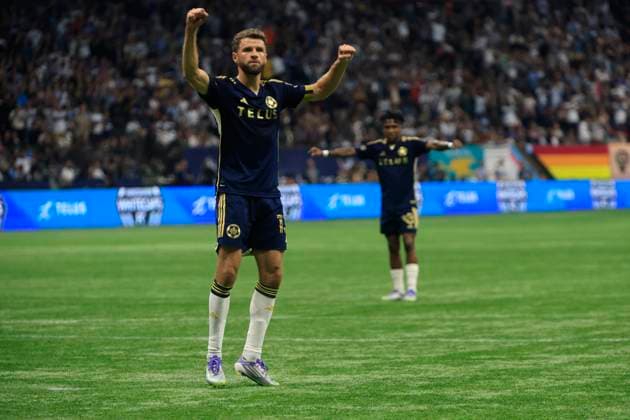 Vancouver Whitecaps FC vs Philadelphia Union: Major League Soccer 2025 VANCOUVER, BC - SEPTEMBER 13: Midfielder Thomas Muller (13) of Vancouver Whitecaps FC celebrates after scoring a goal to make it 4 x 0 in the MLS, Fussball Herren, USA Regular Season game Vancouver Whitecaps FC vs Philadelphia Union FC at BC Place on September 13, 2025 in Vancouver, Canada.(Photo by Tomaz Jr Pximages) Copyright: xTomazxJr Pximagesx
