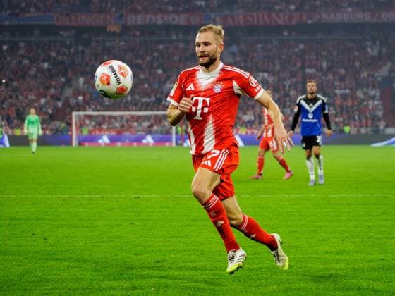Bayerns 27 Konrad LAIMER Football, Bayern Hamburg 5 0 1 Football Bundesliga, FC Bayern Munich HSV Hamburg, Matchday 3, Season 2025 2026, on 13 09 2025 in Munich, A L L I A N Z A R E N A, Germany Source Copyright Credit Oryk HAIST xFUSSBALL-BAYERN-HSVx