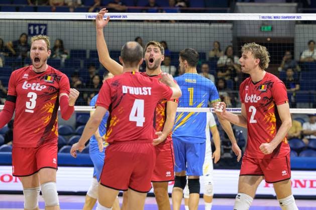 September 14, 2025, Quezon City, Manila, Philippines: Ukraine vs Belgium in the Pool Phase during the FIVB Mens Volleyball World Championship, WM, Weltmeisterschaft 2025 in Manila, Philippines. Belgium win the match in 3 straight sets. Belgium celebrate a point Quezon City Philippines - ZUMAr144 20250914_zap_r144_030 Copyright: xJaynexRussellx