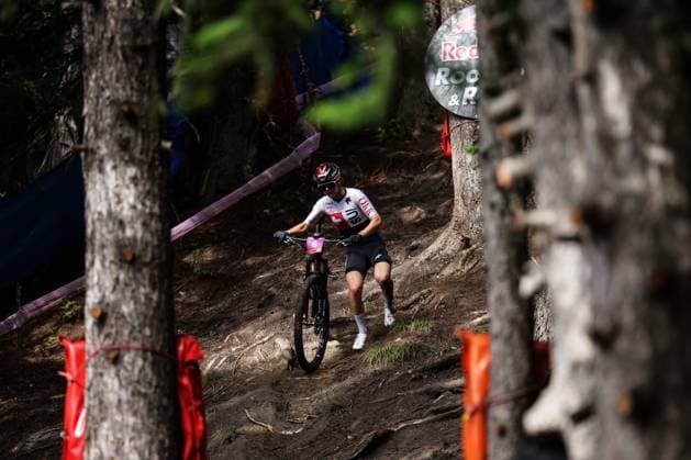 2025 UCI Mountain Bike World Championships Picture by Ed Sykes SWpix.com - 14 09 2025 - Cycling - 2025 UCI Mountain Bike World Championships - Cross-country Olympic - Crans-Montana, Valais, Switzerland - Women U23 - Monique Halter (Switzerland) Copyright: x xSWpix.comx(t axPhotographyxHubxLtd)xEdxSykes SWpix.comx SWP-3030-4347