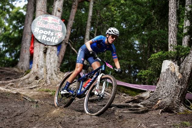 2025 UCI Mountain Bike World Championships Picture by Ed Sykes SWpix.com - 14 09 2025 - Cycling - 2025 UCI Mountain Bike World Championships - Cross-country Olympic - Crans-Montana, Valais, Switzerland - Women U23 - Valentina Corvi (Italy) Copyright: x xSWpix.comx(t axPhotographyxHubxLtd)xEdxSykes SWpix.comx SWP-3030-4364