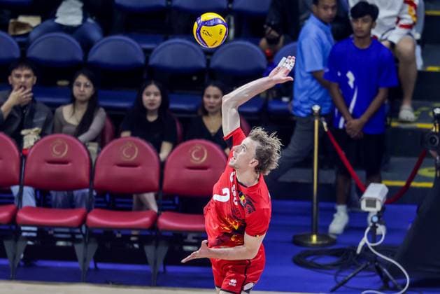 (250914) -- QUEZON CITY, Sept. 14, 2025 -- Ferre Reggers of Belgium competes during the pool F match between Belgium and Ukraine at the FIVB Men s World Championship, WM, Weltmeisterschaft 2025 in Quezon City, the Philippines, on Sept. 14, 2025. ) (SP)PHILIPPINES-QUEZON CITY-VOLLEYBALL-FIVB MEN S WORLD CHAMPIONSHIP 2025-UKR VS BEL ROUELLExUMALI 