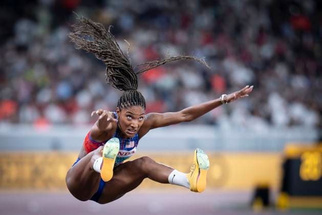 World Athletics Championships; Tokyo, 14.09.2025 Tara Davis Woodhall (USA) - Tag 2 der World Athletics Championships im National Stadium in Tokyo, Japan am 14.09.2025. *** World Athletics Championships Tokyo, 14 09 2025 Tara Davis Woodhall USA Day 2 of the World Athletics Championships at the National Stadium in Tokyo, Japan on 14 09 2025 Copyright: xBEAUTIFULxSPORTS AxelxKohringx