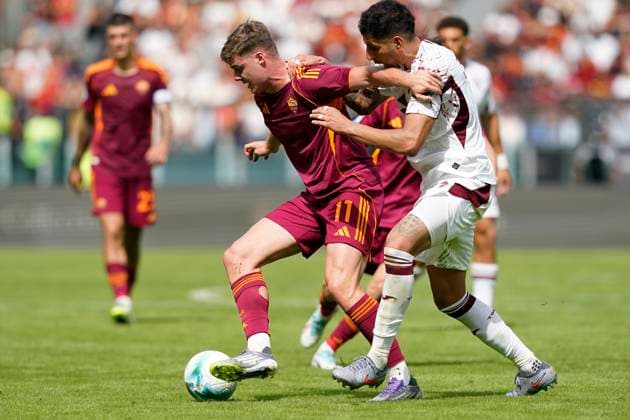 Evan Ferguson of AS Roma during the Serie A 2025 2026 football match between AS Roma and Torino FC at Stadio Olimpico in Rome (Italy), September 14, 2025. antoniettaxbaldassarre