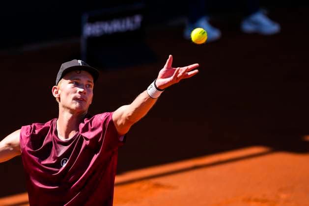 September 14, 2025, Malaga, Malaga, SPAIN: August Holmgren of Denmark in action against Jaume Munar and Pedro Martinez of Spain during their menÃ¢â‚¬â ¢s doubles tennis match to 2025 Davis Cup Qualifiers Second Round between Spain and Denmark at Club Tennis Puente Romano on September 14, 2025, in Malaga, Spain. Malaga SPAIN - ZUMAa181 20250914_zaa_a181_033 Copyright: xJoaquinxCorcherox