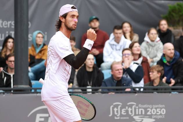 SZCZECIN, 14.09.2025 FINAL TURNIEJU TENISA ZIEMNEGO ATP, Tennis Herren CHALLENGER - FINAL ATP CHALLENGER INVEST IN SZCZECIN OPEN 2025 NZ THIAGO AGUSTIN TIRANTE GESTYKULUJE PO WYGRANIU GEMA THIAGO AGUSTIN TIRANTE GESTURES AFTER WINNING THE GAME FOT. KRZYSZTOF CICHOMSKI NEWSPIX.PL --- newspix.pl 