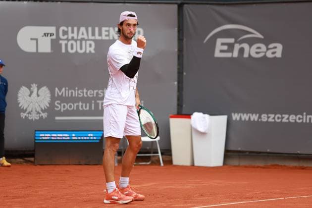 SZCZECIN, 14.09.2025 FINAL TURNIEJU TENISA ZIEMNEGO ATP, Tennis Herren CHALLENGER - FINAL ATP CHALLENGER INVEST IN SZCZECIN OPEN 2025 NZ RADOSC THIAGO AGUSTIN TIRANTE PO WYGRANIU SETA THIAGO AGUSTIN TIRANTE GESTURES AFTER WINNING THE SET FOT. KRZYSZTOF CICHOMSKI NEWSPIX.PL --- newspix.pl 