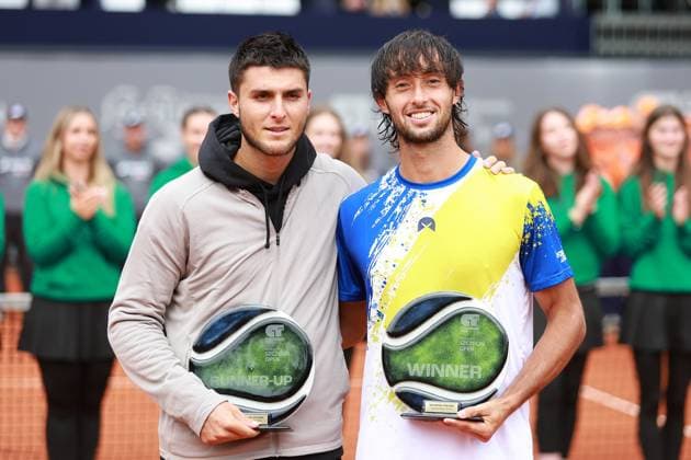 SZCZECIN, 14.09.2025 FINAL TURNIEJU TENISA ZIEMNEGO ATP, Tennis Herren CHALLENGER - FINAL ATP CHALLENGER INVEST IN SZCZECIN OPEN 2025 NZ FINALISTA TURNIEJU PABLO LLAMAS RUIZ ORAZ ZWYCIEZCA THIAGO AGUSTIN TIRANTE RUNNER UP OF THE TOURNAMENT PABLO LLAMAS RUIZ AND THE WINNER THIAGO AGUSTIN TIRANTE FOT. KRZYSZTOF CICHOMSKI NEWSPIX.PL --- newspix.pl 