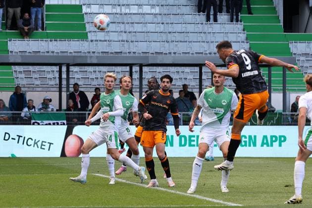 14 09 2025, xmohx, Fußball 2 Bundesliga, SpVgg Greuther Fuerth 1 FC Kaiserslautern v l Ivan Prtajin 1 FC Kaiserslautern Torschuetze, erzielt das Tor, Treffer, scores the goal 0 2 DFL DFB REGULATIONS PROHIBIT ANY USE OF PHOTOGRAPHS as IMAGE SEQUENCES and or QUASI VIDEO Fuerth