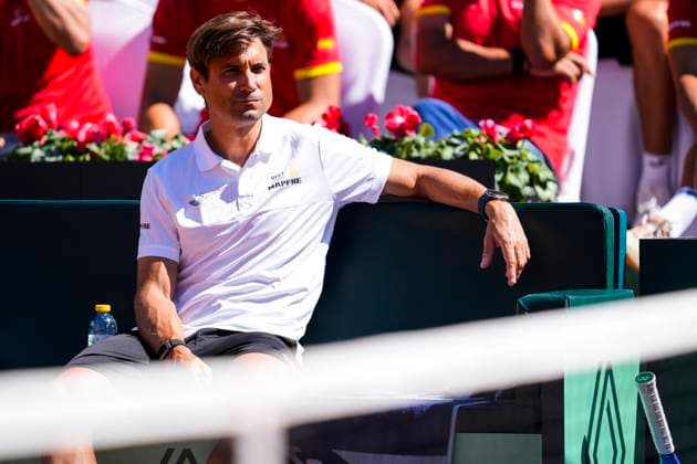 September 14, 2025, Malaga, Malaga, SPAIN: David Ferrer, captain of Spain, looks on during the menÃ¢â‚¬â ¢s doubles tennis match to 2025 Davis Cup Qualifiers Second Round between Spain and Denmark at Club Tennis Puente Romano on September 14, 2025, in Malaga, Spain. Malaga SPAIN - ZUMAa181 20250914_zaa_a181_046 Copyright: xJoaquinxCorcherox