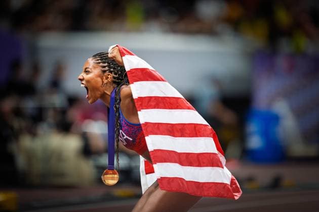 World Athletics Championships; Tokyo, 14.09.2025 Tara Davis-Woodhall (USA) World Athletics Championships, Tokyo, 14. September 2025 *** World Athletics Championships Tokyo, September 14, 2025 Tara Davis Woodhall USA World Athletics Championships, Tokyo, September 14, 2025 Copyright: xBEAUTIFULxSPORTS TobiasxLacknerx