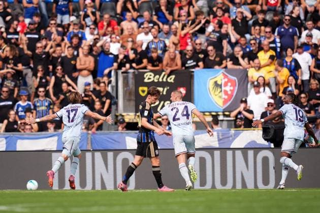 Udinese s Iker Bravo celebrates after scoring the 0-1 goal for his team during the Serie A soccer match between Pisa and Udinese at the Arena Garibaldi Romeo Anconetani Stadium in Pisa, north Italy - Sunday, September 14, 2025 -  Copyright: xMassimoxPaolone LaPressex