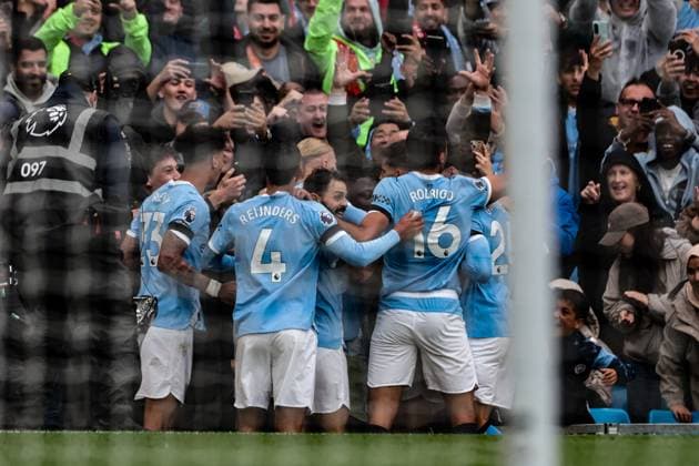 Premier League Manchester City v Manchester United, ManU Phil Foden of Manchester City celebrates his goal to make it 1-0 during the Premier League match Manchester City vs Manchester United at Etihad Stadium, Manchester, United Kingdom, 14th September 2025 (Photo by Mark Cosgrove News Images) Manchester Etihad Stadium Manchester United Kingdom Copyright: xMarkxCosgrove NewsxImagesx