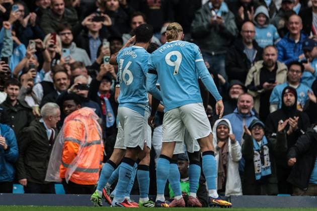 Premier League Manchester City v Manchester United, ManU Phil Foden of Manchester City celebrates his goal to make it 1-0 during the Premier League match Manchester City vs Manchester United at Etihad Stadium, Manchester, United Kingdom, 14th September 2025 (Photo by Mark Cosgrove News Images) Manchester Etihad Stadium Manchester United Kingdom Copyright: xMarkxCosgrove NewsxImagesx