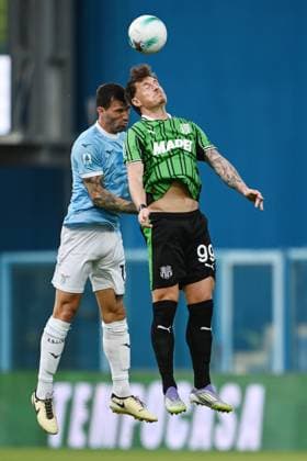Cm Reggio Emilia 14 09 2025 - campionato di calcio serie A Sassuolo-Lazio foto Cristiano Mazzi Image nella foto: Andrea Pinamonti-Alessio Romagnoli 