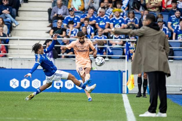 FOOTBALL : Racing Strasbourg vs Le Havre- 4eme journee. Ligue 1 Stade de la Meinau 14 09 2025 Yanis Zouaoui 18  Copyright: xelyxandroxcegarrax