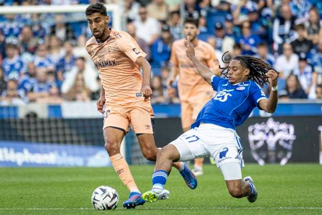 FOOTBALL : Racing Strasbourg vs Le Havre- 4eme journee. Ligue 1 Stade de la Meinau 14 09 2025 Yanis Zouaoui 18 et Mathis Amougou 17 (RCS)  Copyright: xelyxandroxcegarrax