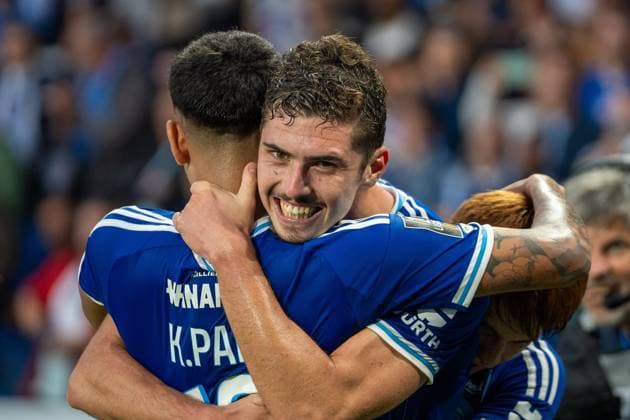 Strassbourg, France, September 14th 2025 Joaquin Panichelli (9 RC Strasbourg) celebrates after scoring her team s first goal during the Ligue 1 game between - RC Strassbourg vs. Havre AC at Stade de la Meinau in Strassbourg, France Pascal von Büren (Pascal von Büren SPP) Copyright: xPascalxvonxBürenx xSPPx spp-en-PaVoBSp-Pavo-Fotografie-37