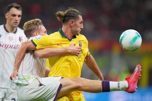 AC Milan s Adrien Rabiot during the Serie A soccer match between Milan and Bologna at the San Siro Stadium in Milan , north Italy - Sunday , September 14 , 2025. - Soccer .  Copyright: xSpada LaPressex