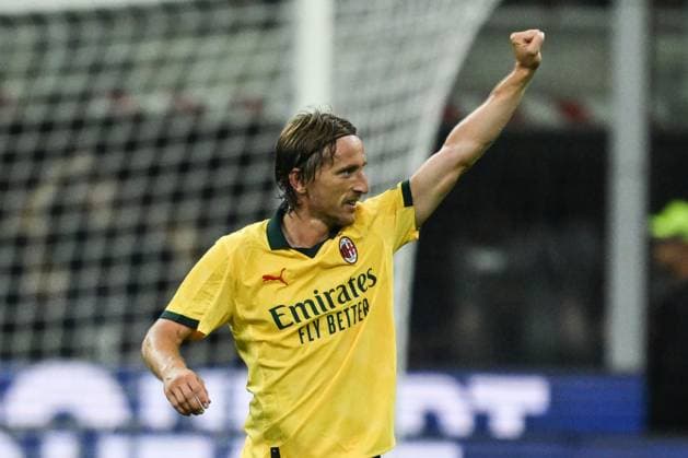 Luka Modric of AC Milan celebrating after a goal during the Italian Serie A football match between AC Milan and Bologna FC on September 14, 2025 at Giuseppe Meazza San Siro Siro stadium in Milan, Italy  Copyright: xTizianoxBallabio IPAxSportx xipa-agency.netx xx IPA_64863153 IPA_Agency_IPA64863153