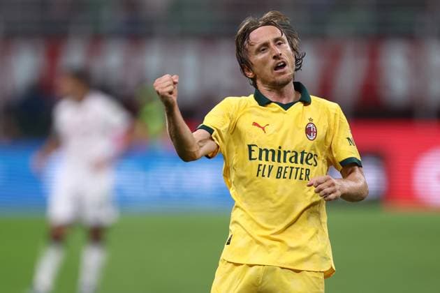 Ac Milan - Bologna FC Luka Modric of Ac Milan celebrates after scoring a goal during the Serie A match beetween Ac Milan and Bologna FC at Stadio Giuseppe Meazza on September 14 2025 in Milano, Italy . Milano Stadio Giuseppe Meazza Italy Copyright: xMarcoxCanonierox