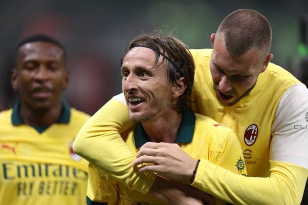 Luka Modric (Ac Milan) celebrates after scoring his team s first goal, Serie A, AC Milan v Bologna FC 1909, Giuseppe Meazza, September 14, 2025, Milan, Italy.