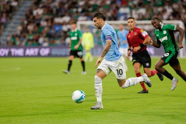 14th September 2025; Mapei Stadium, Reggio Emilia, Italy, Serie A Football, Sassuolo versus Lazio; Mattia Zaccagni of SS Lazio runs with the ball  EmanuelexPennacchio