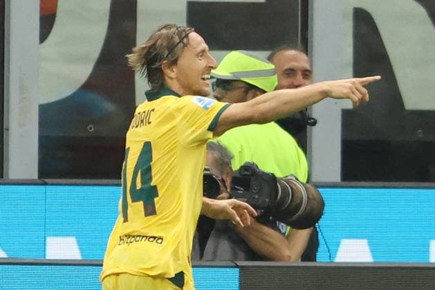 LUKA MODRIC, Milan, Serie A, 2025-26, Milan vs Bologna 1-0, 14-09-2025, Esultanza, Celebratio, Jubel SERIE A 2025-26 MILAN-BOLOGNA 1-0