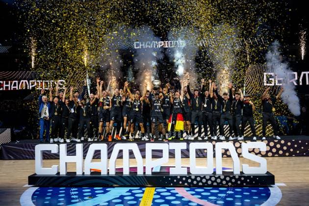 Basketball Riga 14 09 2025 DBB International Mens EuroBasket 2025 Final Turkey TUR Germany GER Germany is European Champion Cheers