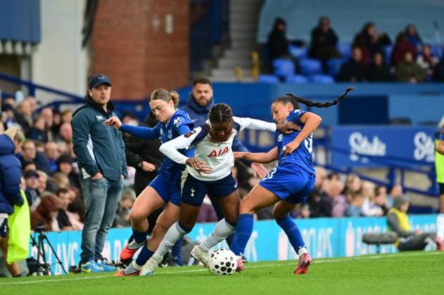 Everton vs Tottenham Hotspur in the Barclays WSL at Goodison Park Featuring: Ruby Mace, Maz Pacheco, Jessica Naz Where: Liverpool, United Kingdom When: 14 Sep 2025 Credit: Graham Finney Cover Images EDITORIAL USE ONLY. NOT FOR USE BY NEWSPAPERS BASED IN THE UK. Copyright: xx coverimg55090480