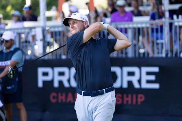 September 14, 2025, Napa, California, United States: NAPA, CA - SEPTEMBER 14: Emiliano Grillo of Argentina tees off on hole 18 during the Procore Championship 2025 - Final Round at Silverado Resort on September 14, 2025 in Napa, California. Napa United States - ZUMAt139 20250914_aaa_t139_150 Copyright: xAlxChang IsixPhotosx