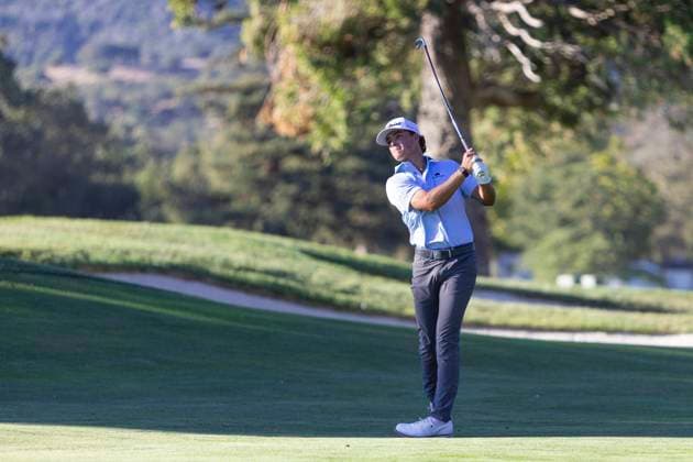 September 14, 2025, Napa, California, United States: NAPA, CA - SEPTEMBER 14: Jackson Koivun of the United States hits an approach shot on hole 18 during the Procore Championship 2025 - Final Round at Silverado Resort on September 14, 2025 in Napa, California. Napa United States - ZUMAt139 20250914_aaa_t139_169 Copyright: xAlxChang IsixPhotosx
