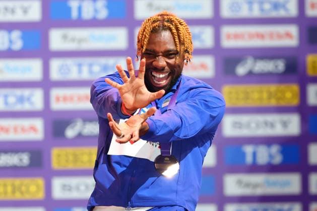 Noah LYLES (USA), SEPTEMBER 15, 2025 - Athletics : World Athletics Championships Tokyo 2025 Men s 100m Medal Ceremony at National Stadium in Tokyo, Japan.  aflo_303519730