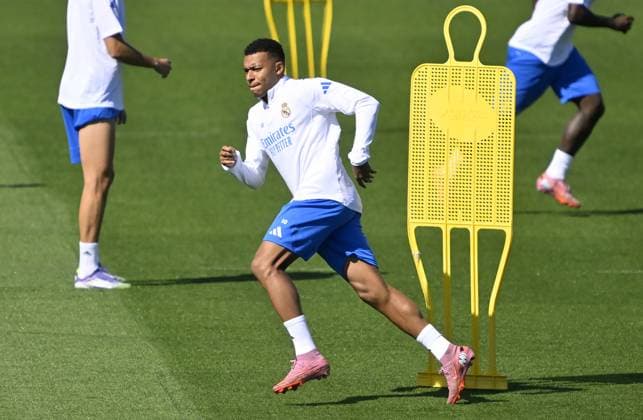 Ahead of Real Madrid v Olympique de Marseille - UEFA Champions League??????? MADRID, SPAIN - SEPTEMBER 15: Kylian Mbappe of Real Madrid attends training session at Valdebebas facilities ahead of UEFA Champions League football match against Olympique de Marseille in Madrid, Spain on September 15, 2025. Burak Akbulut Anadolu Madrid Spain. Editorial use only. Please get in touch for any other usage.  Copyright: x2025xAnadoluxBurakxAkbulutx