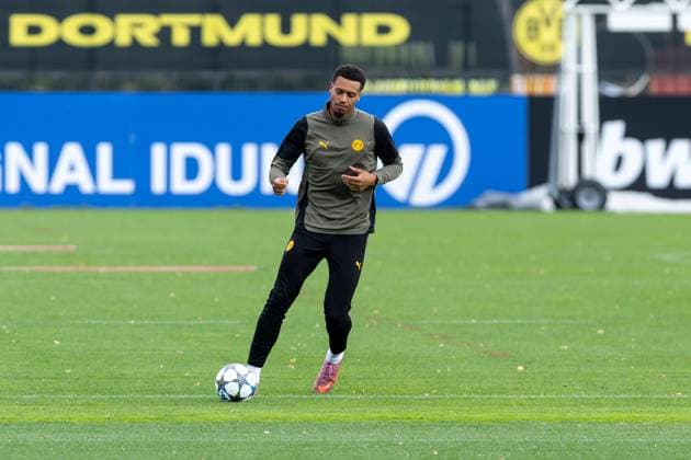 15 09 2025, Final training session for the UEFA Champions League match between Juventus Turin and Borussia Dortmund, Felix Nmecha Borussia Dortmund , Dortmund Training ground Borussia Dortmund NRW Germany xRHR PHOTO DEx Copyright: DennisxEwert RHR-FOTOx RHR-FOTO DE