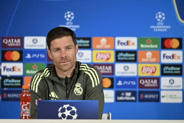 Ahead of Real Madrid v Olympique de Marseille - UEFA Champions League MADRID, SPAIN - SEPTEMBER 15: Head Coach of Real Madrid Xabi Alonso attends a press conference, PK, Pressekonferenz after training session at Valdebebas facilities ahead of UEFA Champions League football match against Olympique de Marseille in Madrid, Spain on September 15, 2025. Burak Akbulut Anadolu Madrid Spain. Editorial use only. Please get in touch for any other usage.  Copyright: x2025xAnadoluxBurakxAkbulutx