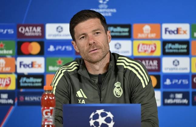 Ahead of Real Madrid v Olympique de Marseille - UEFA Champions League MADRID, SPAIN - SEPTEMBER 15: Head Coach of Real Madrid Xabi Alonso attends a press conference, PK, Pressekonferenz after training session at Valdebebas facilities ahead of UEFA Champions League football match against Olympique de Marseille in Madrid, Spain on September 15, 2025. Burak Akbulut Anadolu Madrid Spain. Editorial use only. Please get in touch for any other usage.  Copyright: x2025xAnadoluxBurakxAkbulutx